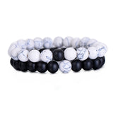 Classic Natural Stone White and Black Yin Yang Beaded Bracelets for Men Women