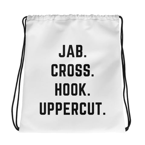 Jab, cross, hook, uppercut Drawstring bag