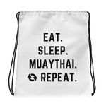 Eat, Sleep, Muay Thai, Repeat Drawstring bag