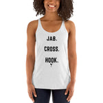 Jab Cross Hook. Women's Racerback Tank