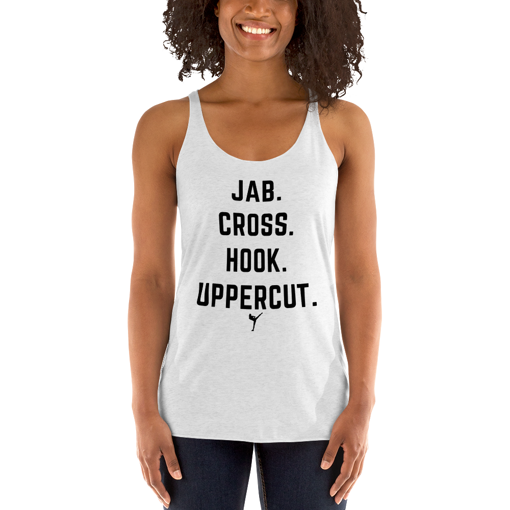 Jab, Cross, Hook, Uppercut Women's Racerback Tank – Novice Shop