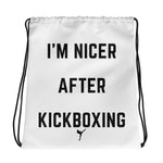 I'm nicer after kickboxing Drawstring bag