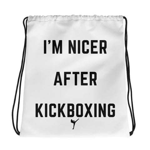 I'm nicer after kickboxing Drawstring bag